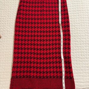 Ann Taylor Red and Black Houndstooth Pencil Skirt